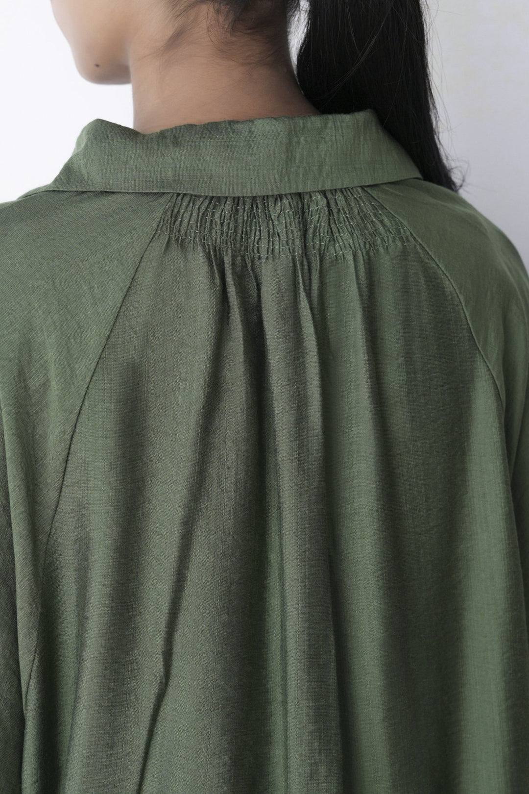 GREEN SOFT TURN UP SHIRT
