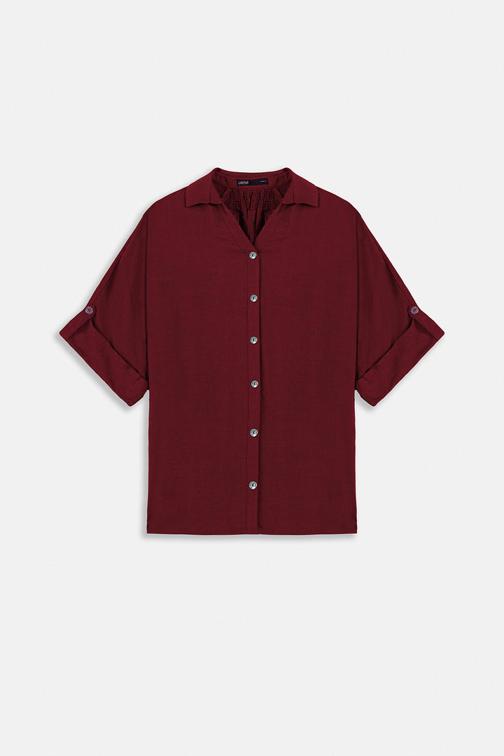 RED SOFT TURN UP SHIRT