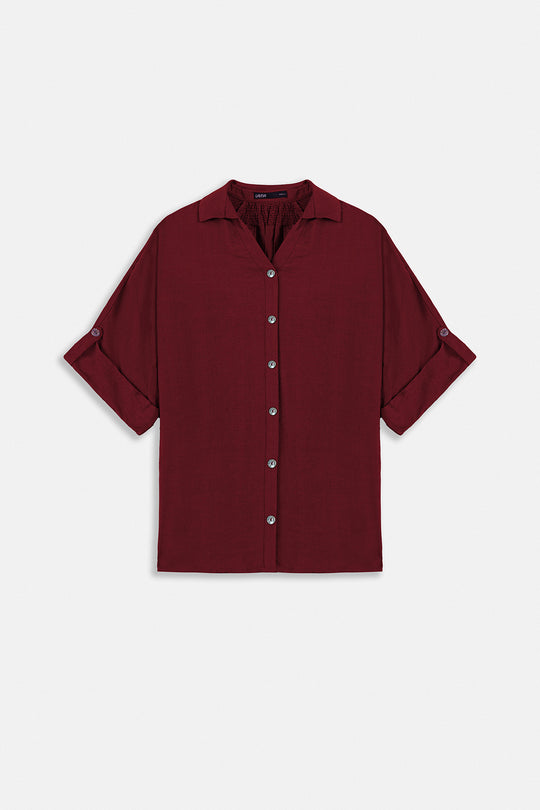 RED SOFT TURN UP SHIRT