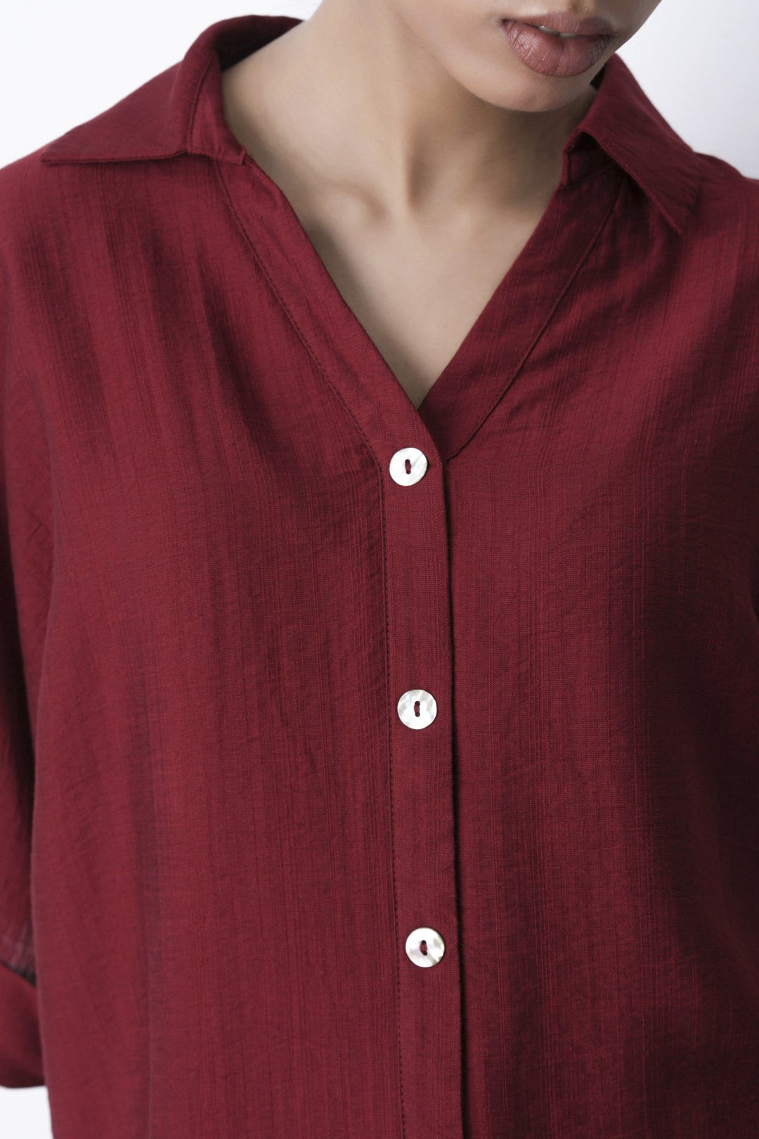 RED SOFT TURN UP SHIRT