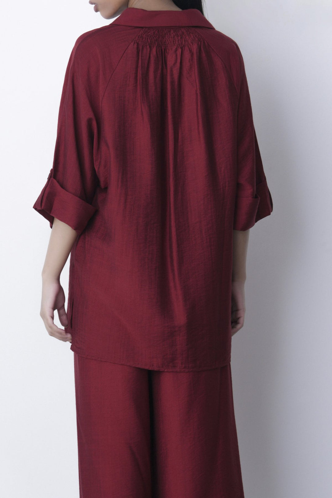 RED SOFT TURN UP SHIRT