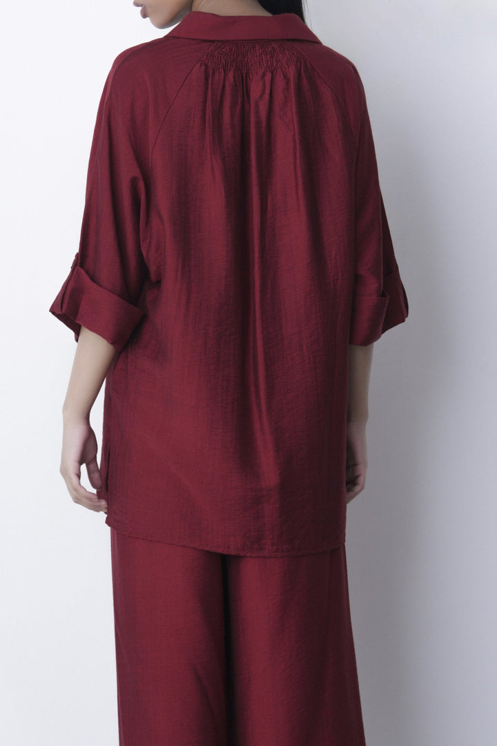 RED SOFT TURN UP SHIRT