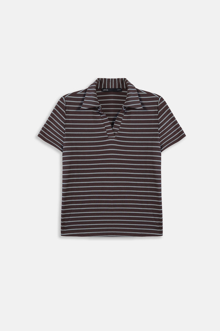 BROWN GREY YARN DYED HENLEY