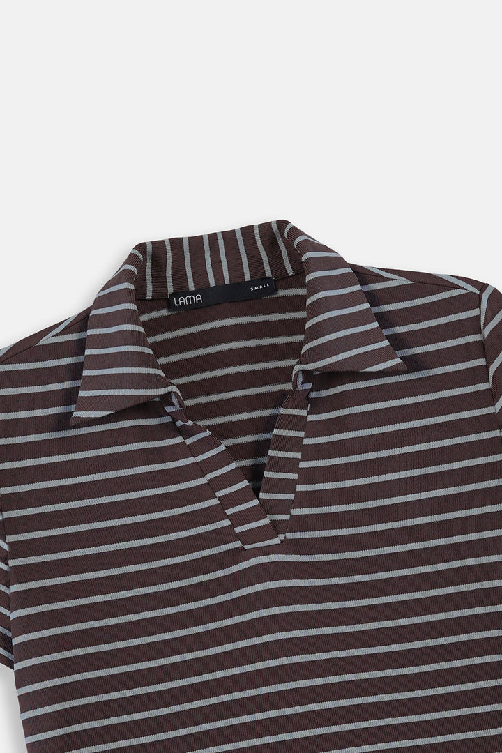 BROWN GREY YARN DYED HENLEY