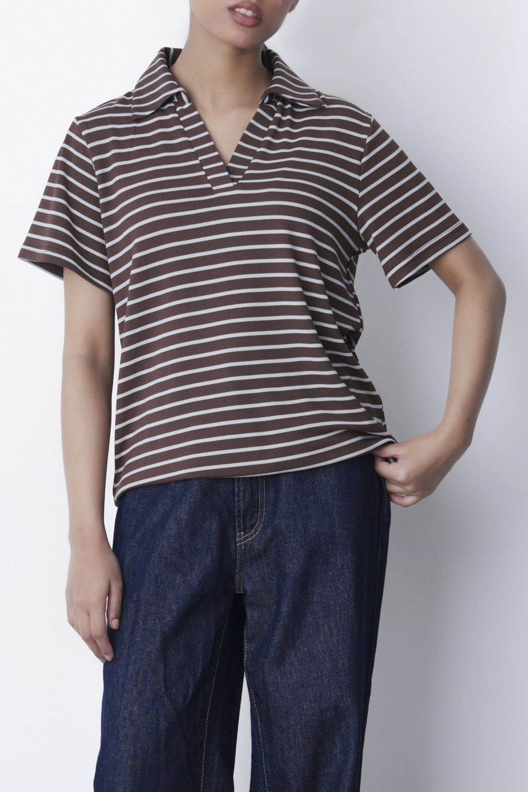 BROWN GREY YARN DYED HENLEY
