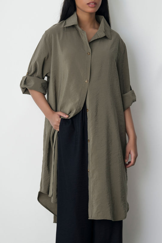 OLIVE STONEWASH TUNIC