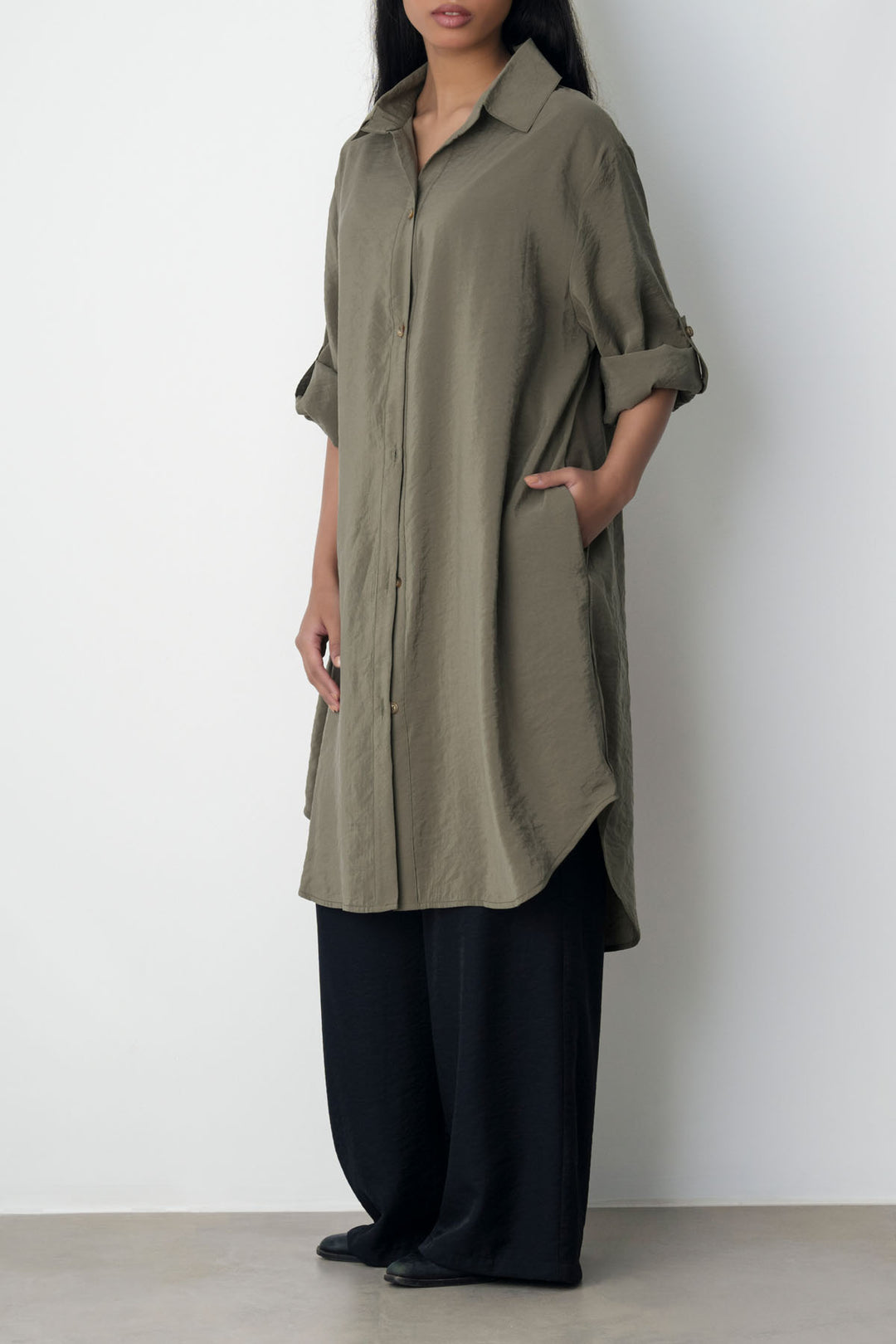 OLIVE STONEWASH TUNIC