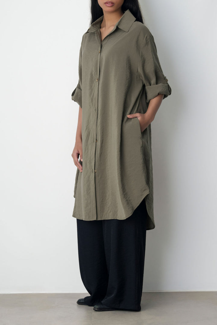 OLIVE STONEWASH TUNIC