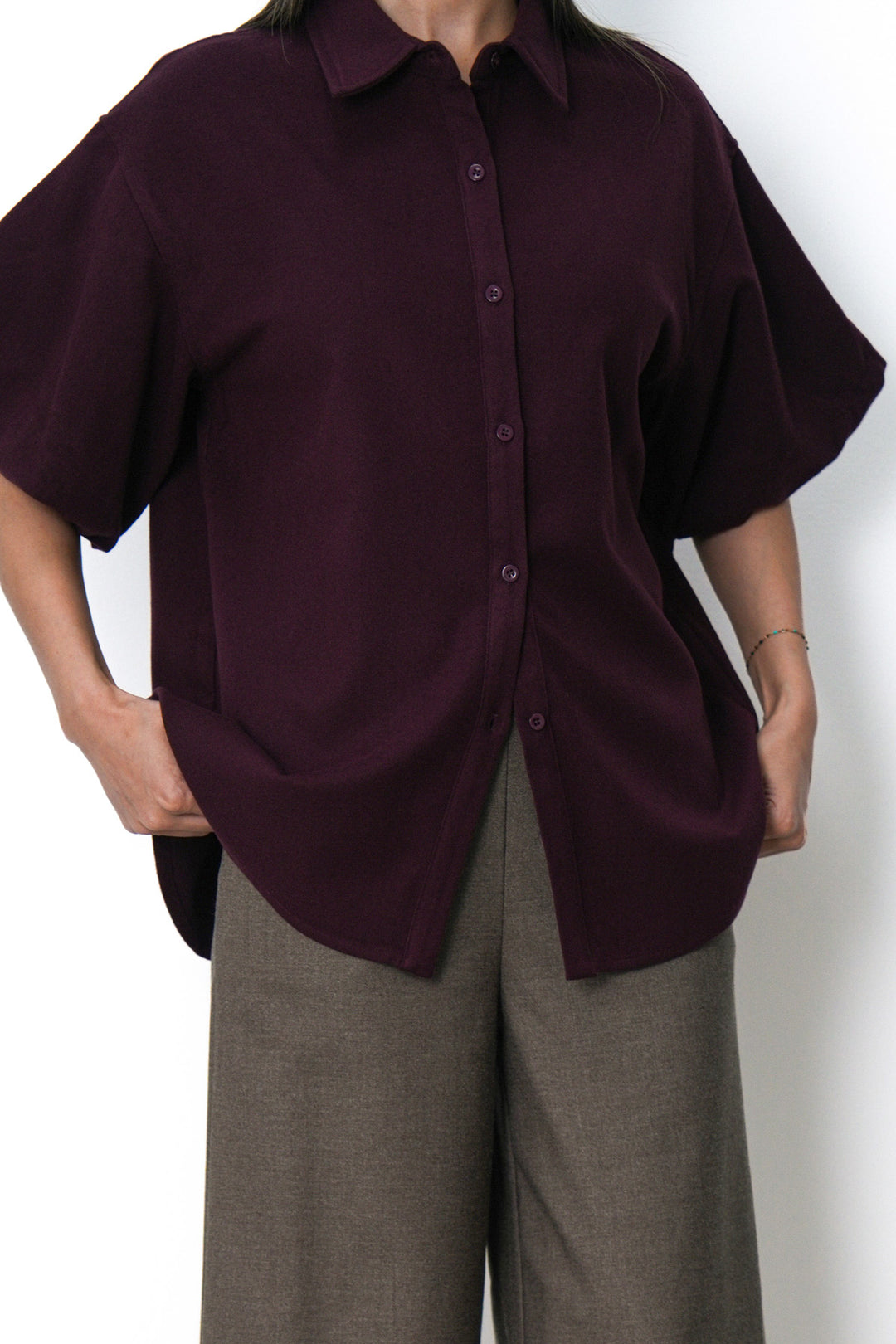 MAROON BOXY KNIT SHIRT