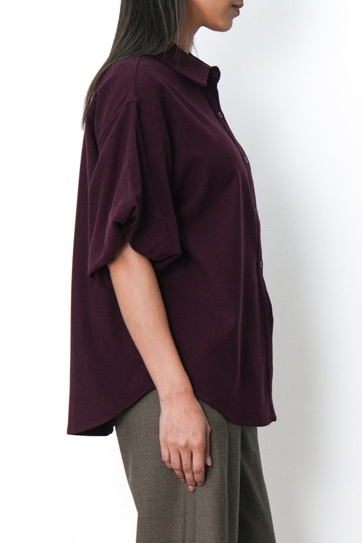 MAROON BOXY KNIT SHIRT