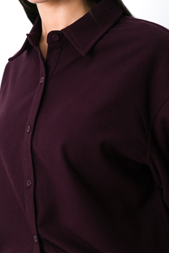 MAROON BOXY KNIT SHIRT