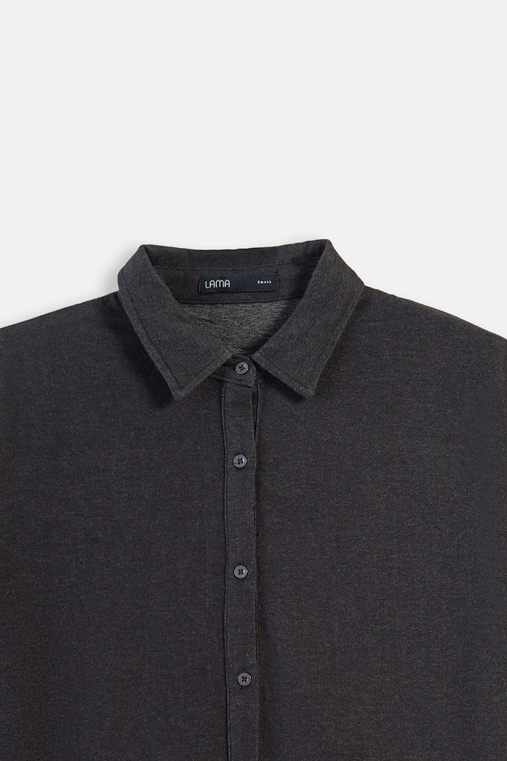 OLIVE BOXY KNIT SHIRT