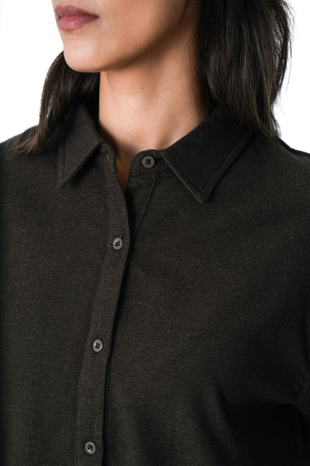 OLIVE BOXY KNIT SHIRT