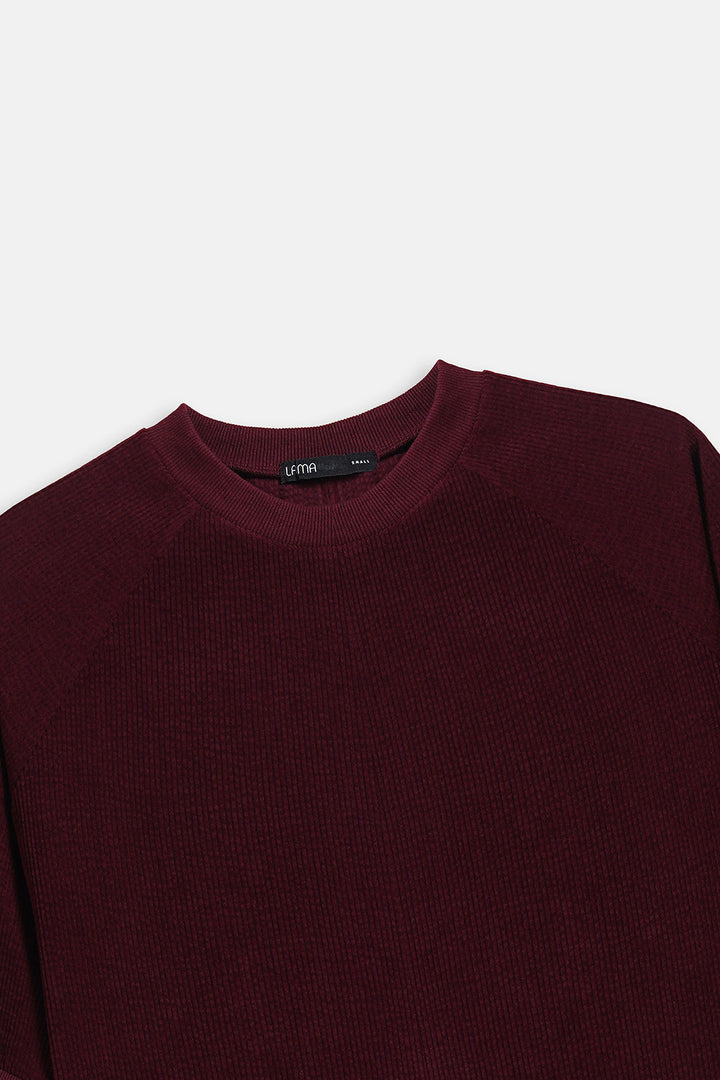 BURGUNDY CORDUROY STRETCHY SHIRT