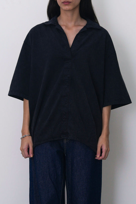 BLACK RELAXED POPOVER SHIRT