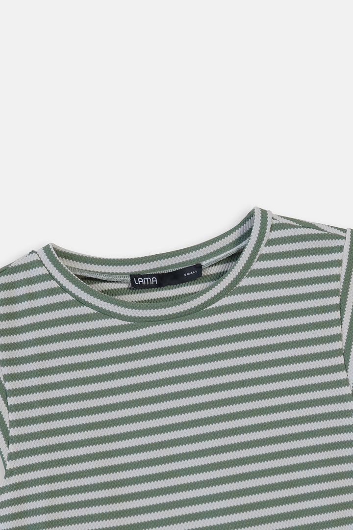 OLIVE WHITE YARN DYED TEE