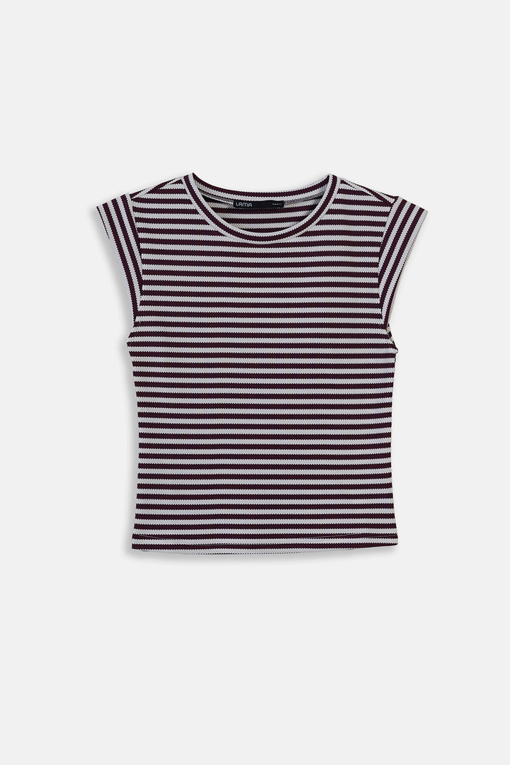PLUM WHITE YARN DYED TEE