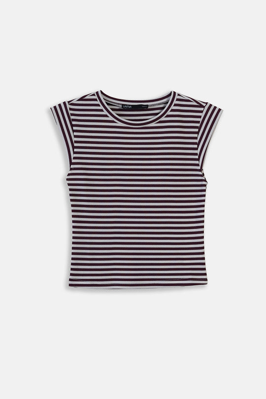 PLUM WHITE YARN DYED TEE