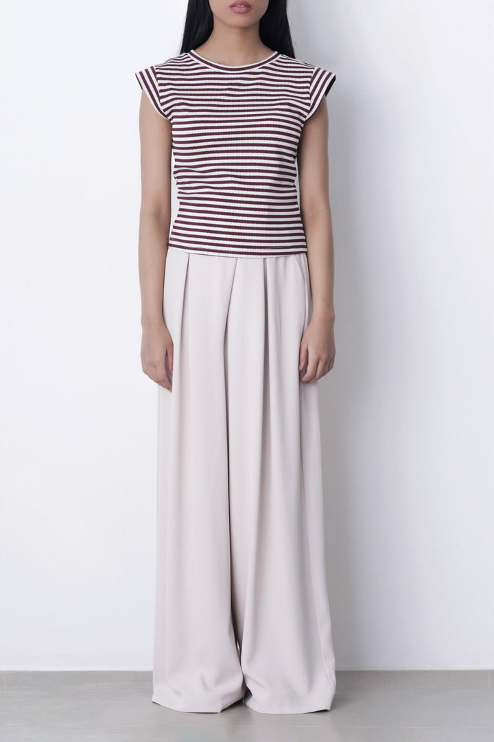 PLUM WHITE YARN DYED TEE