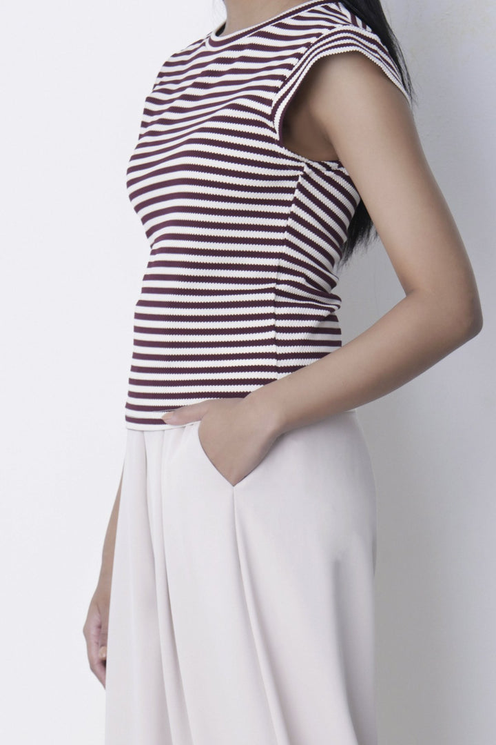 PLUM WHITE YARN DYED TEE