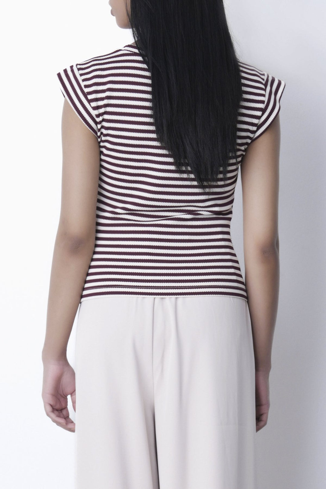 PLUM WHITE YARN DYED TEE