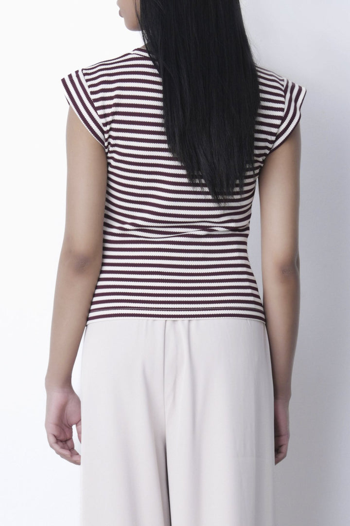 PLUM WHITE YARN DYED TEE