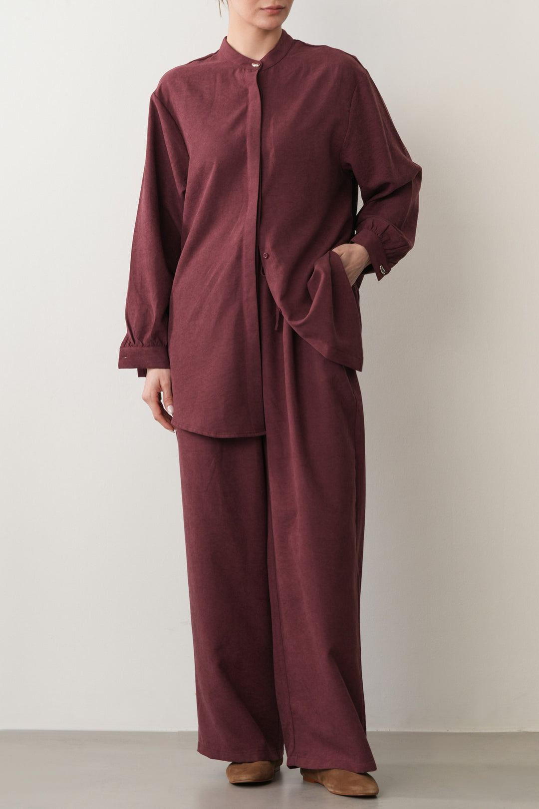 SUEDETTE COLLAR TUNIC