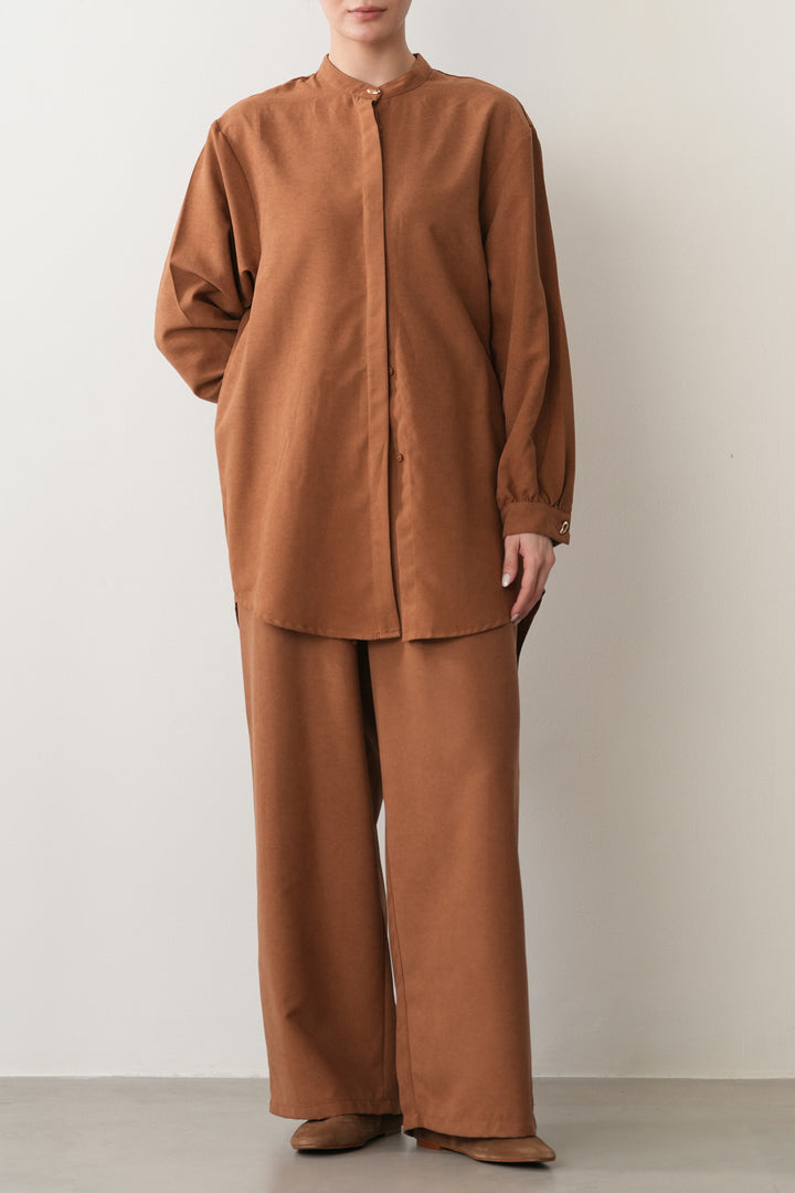 SUEDETTE COLLAR TUNIC