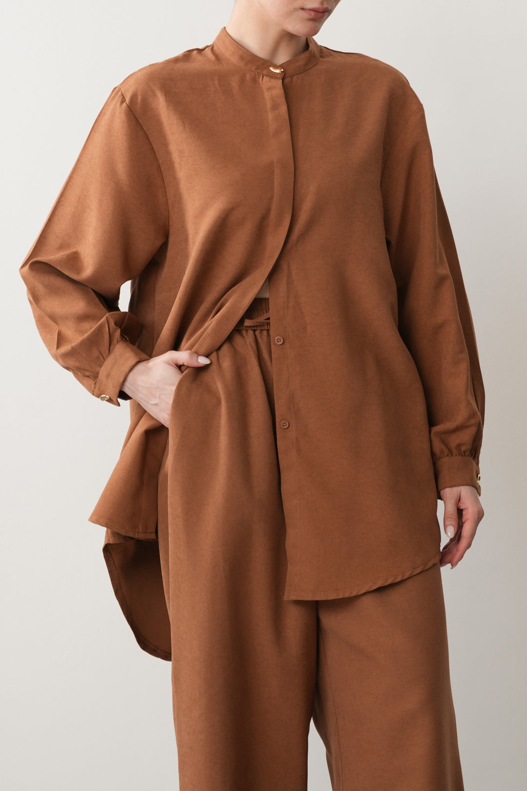 SUEDETTE COLLAR TUNIC