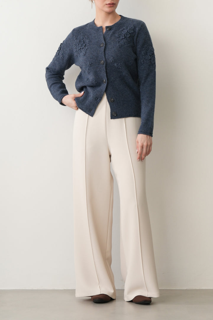 BLUE RIBBED CARDIGAN
