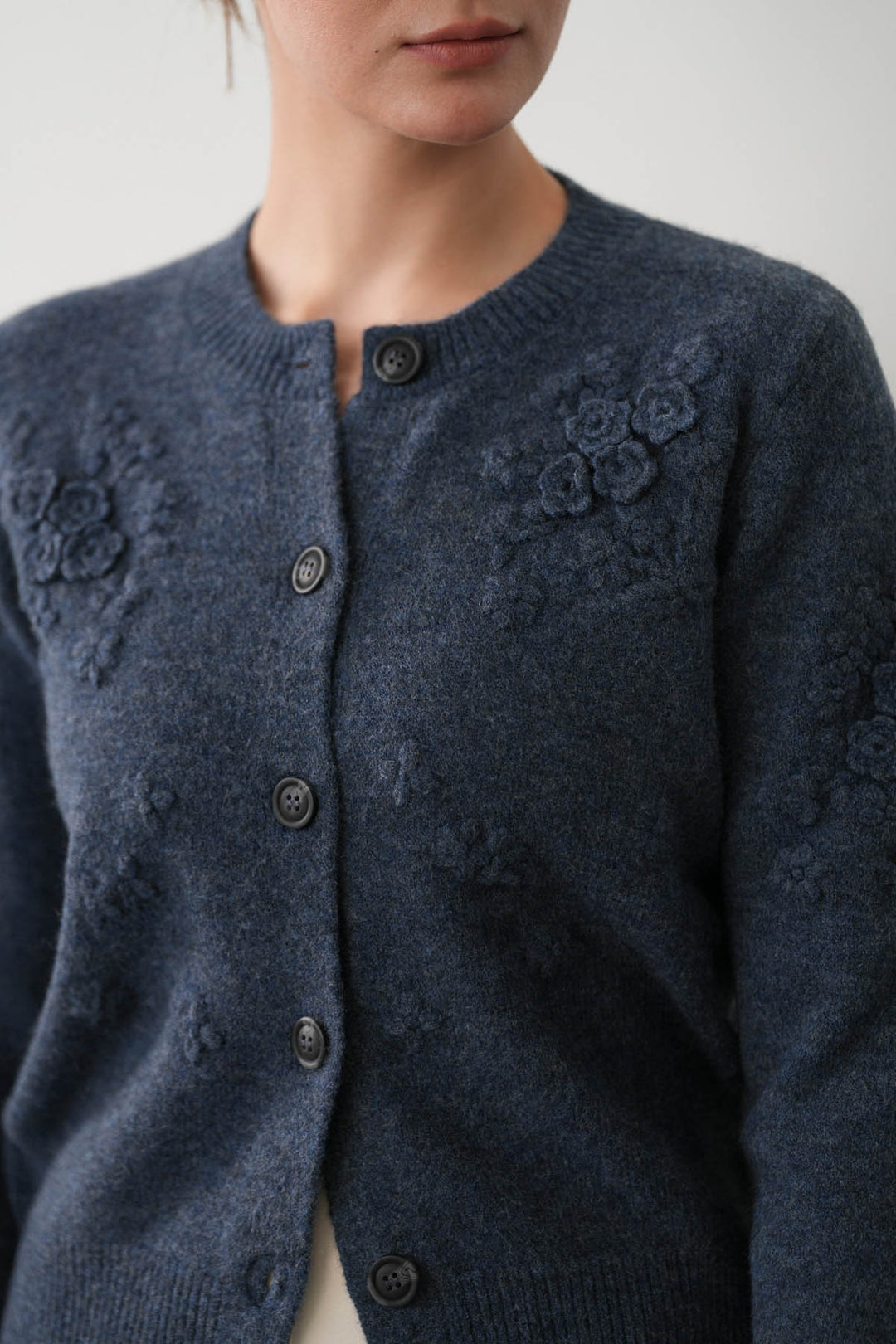 BLUE RIBBED CARDIGAN