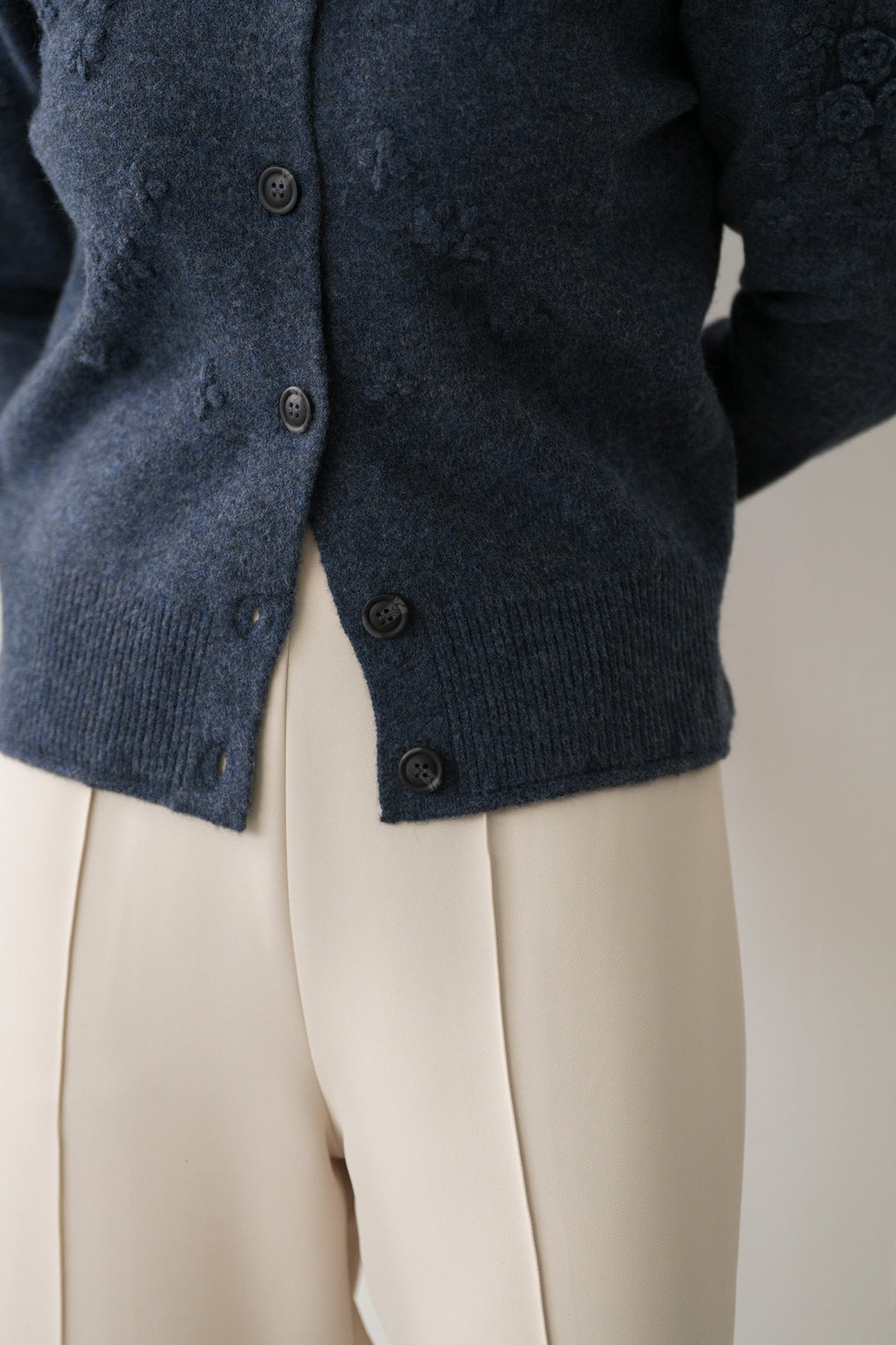BLUE RIBBED CARDIGAN