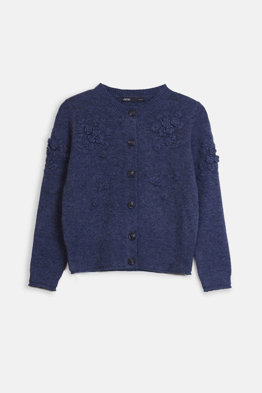 BLUE RIBBED CARDIGAN