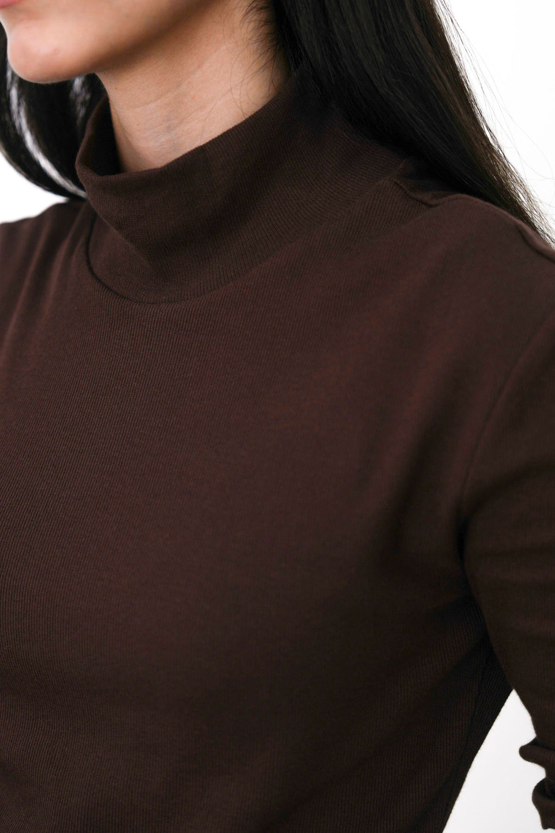 DARK BROWN FITTED TURTLENECK