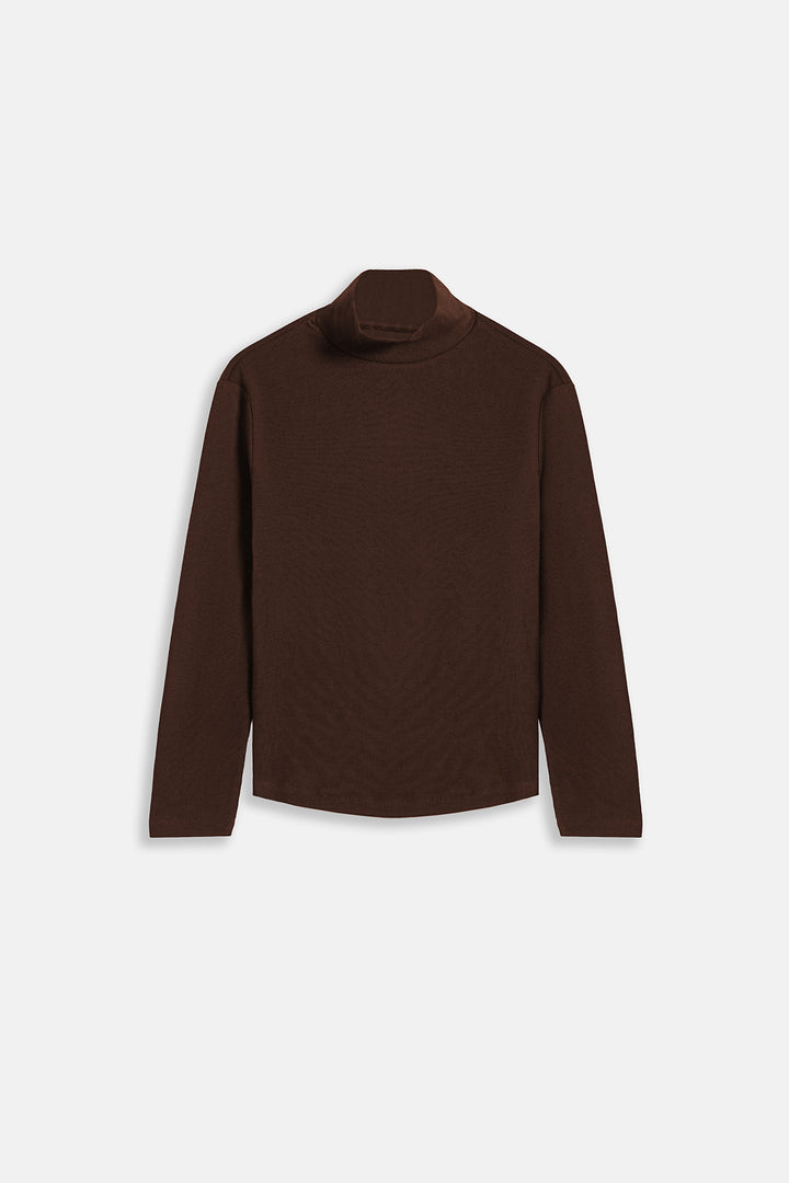 DARK BROWN FITTED TURTLENECK