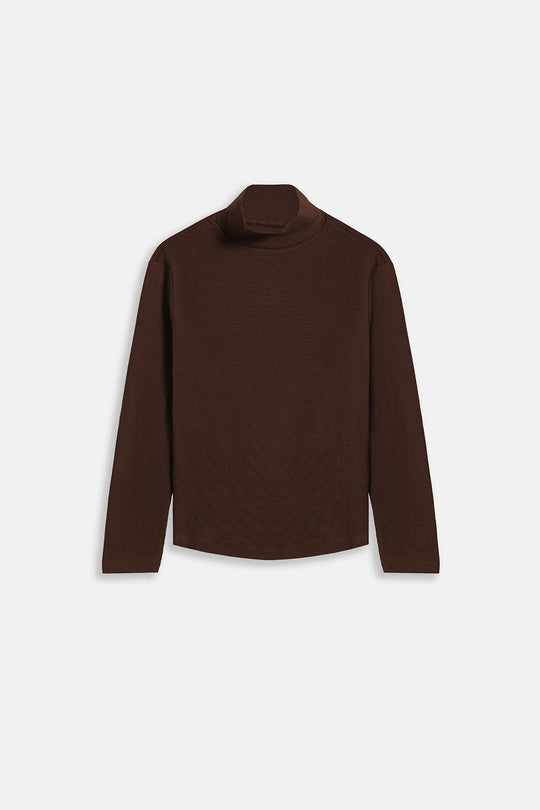 DARK BROWN FITTED TURTLENECK