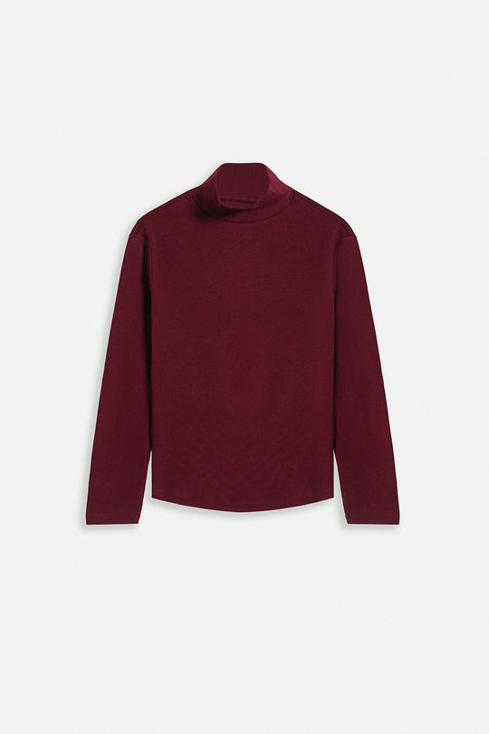 MAROON FITTED TURTLENECK