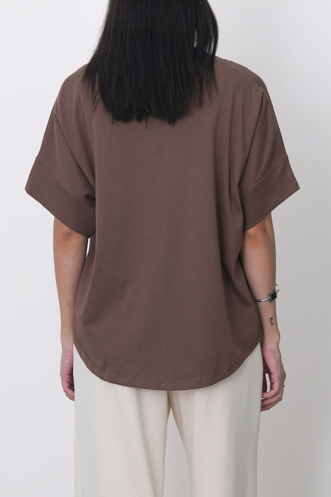 BROWN BATWING FLOW TEE