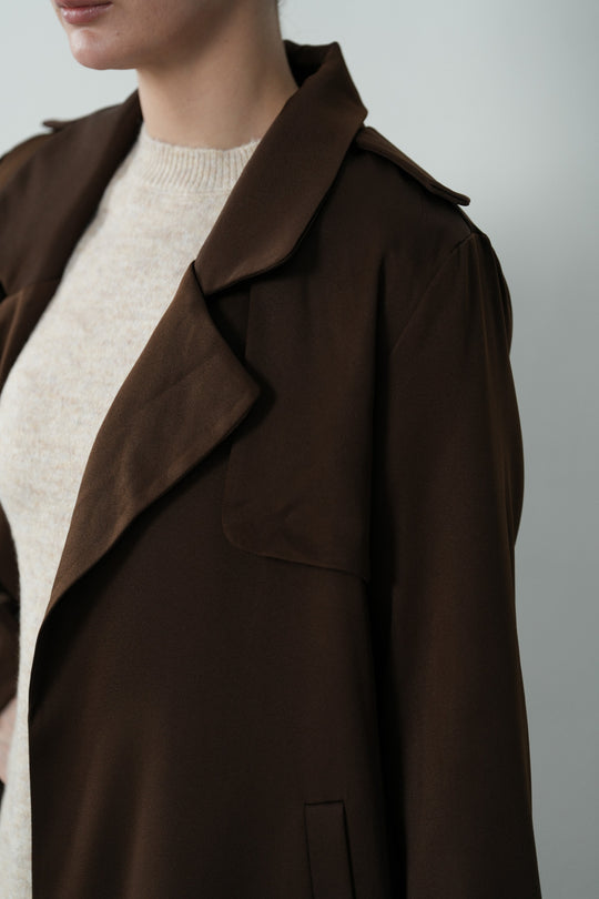 SILKY TRENCH STYLE COAT