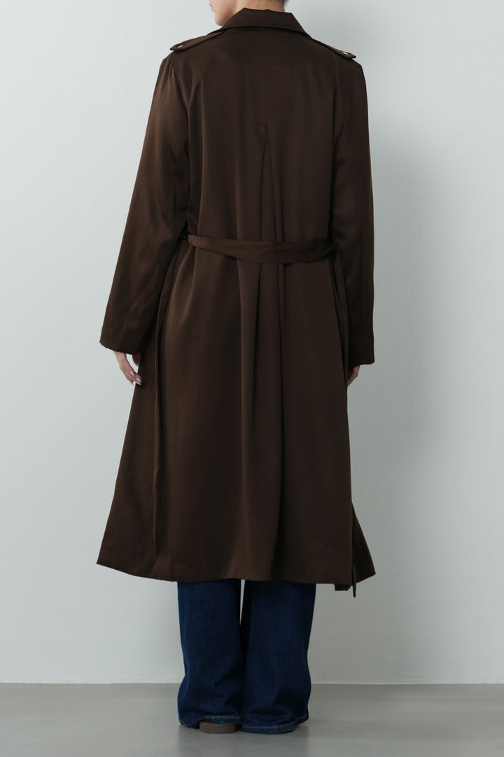 SILKY TRENCH STYLE COAT