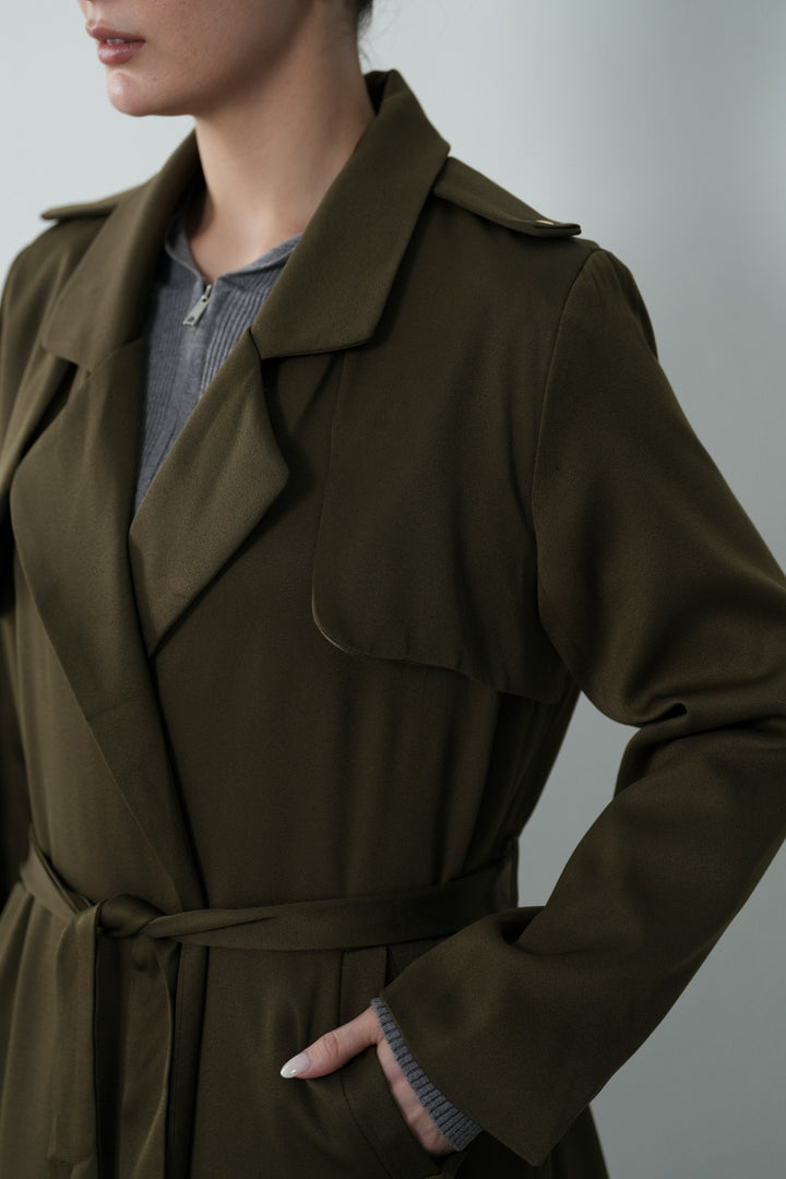 SILKY TRENCH STYLE COAT