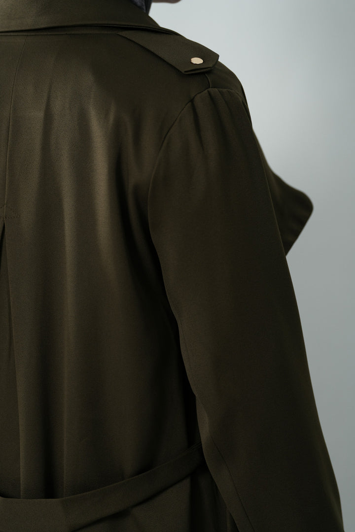 SILKY TRENCH STYLE COAT