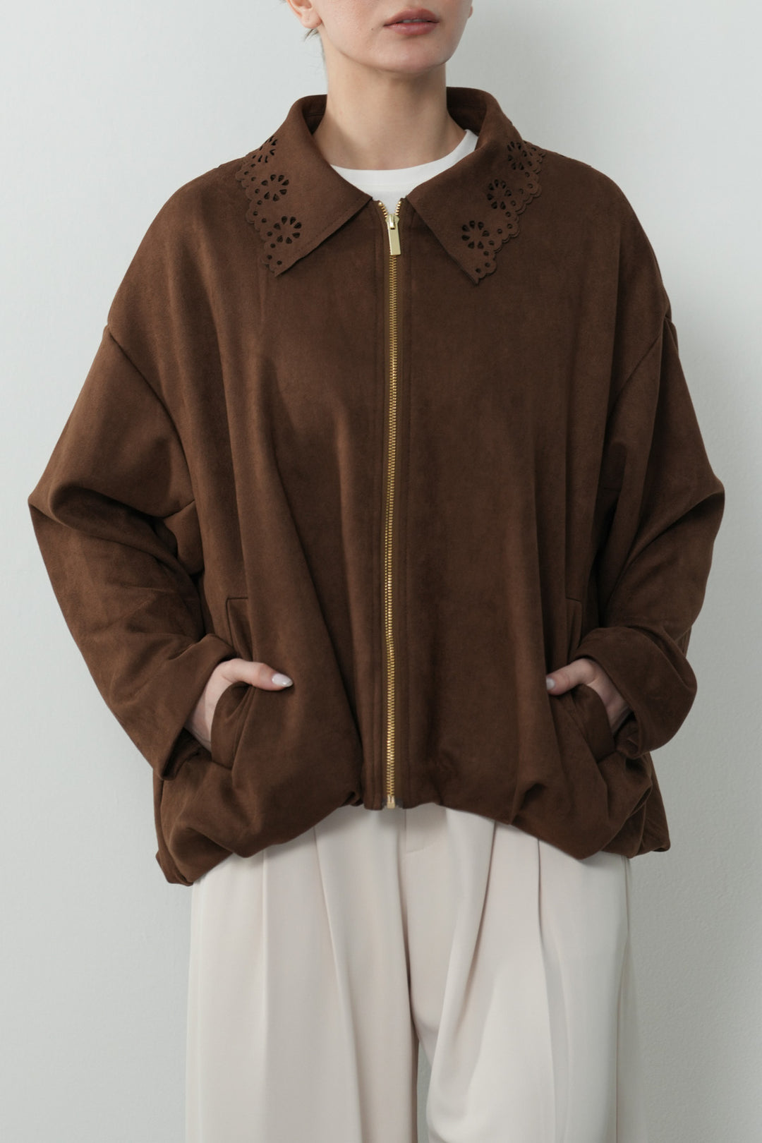 CUTWORK SUEDETTE JACKET