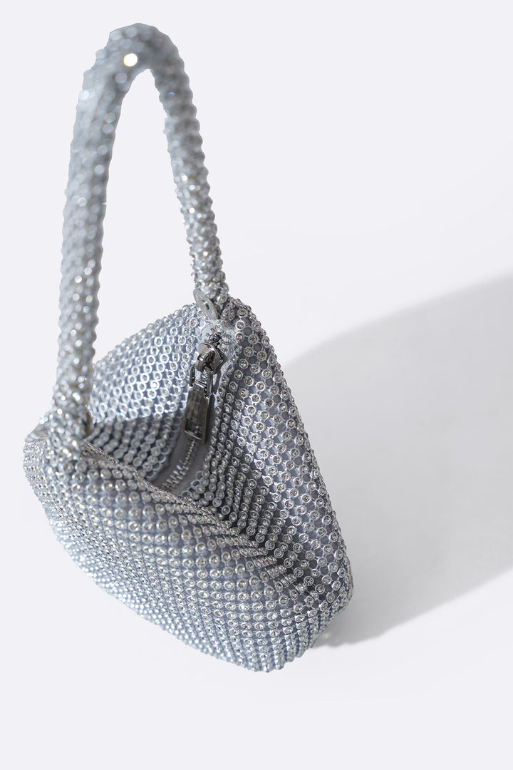 SILVER MINI STUD WRIST BAG