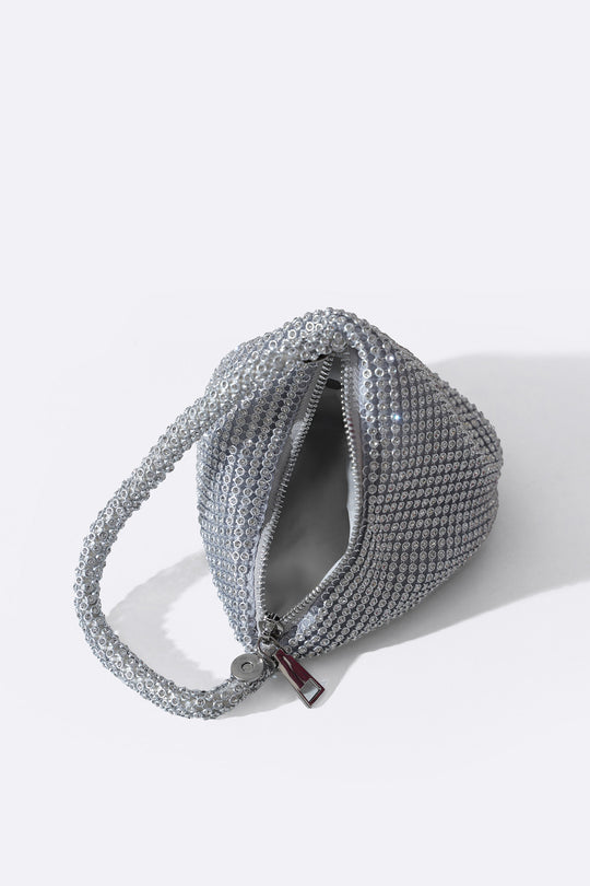 SILVER MINI STUD WRIST BAG
