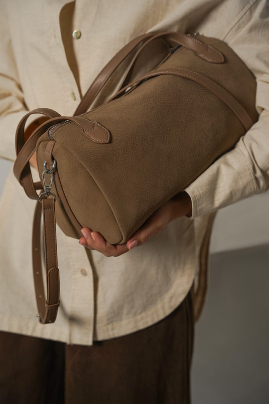 TAUPE CROSSROADS SHOULDER BAG