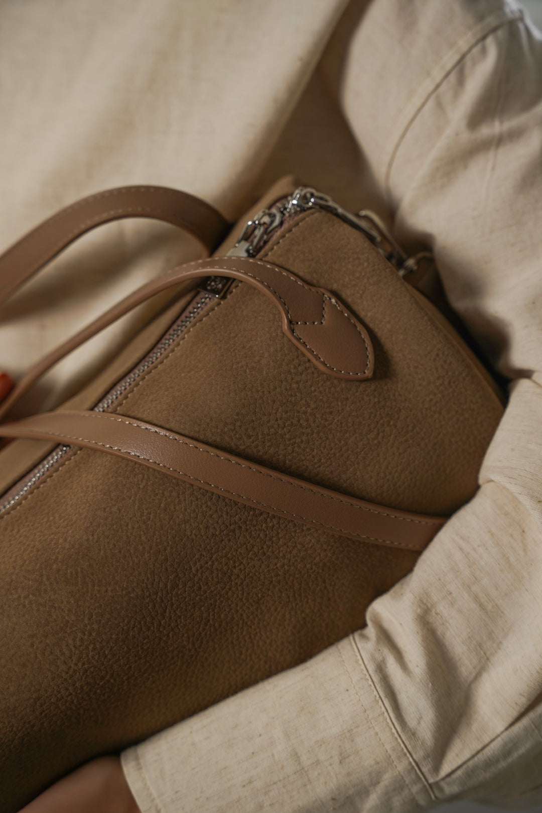 TAUPE CROSSROADS SHOULDER BAG
