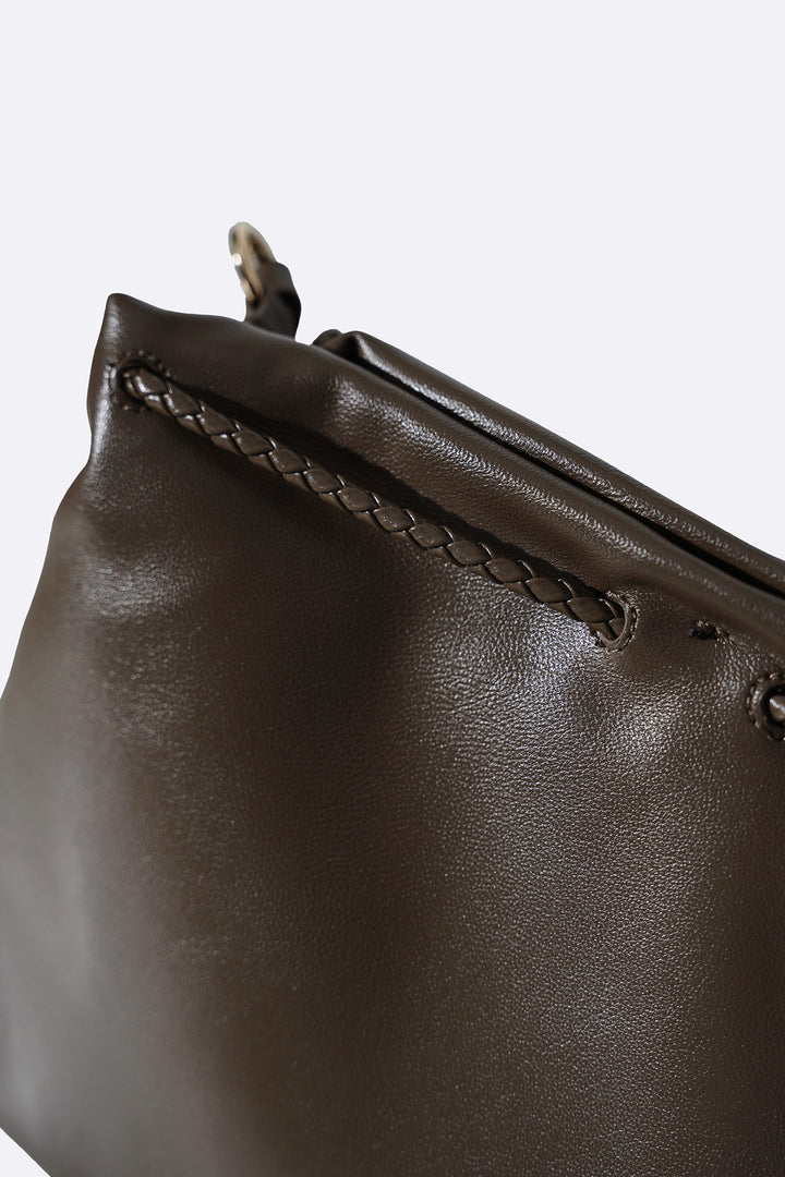 BROWN EMBOSSED TOTE BAG