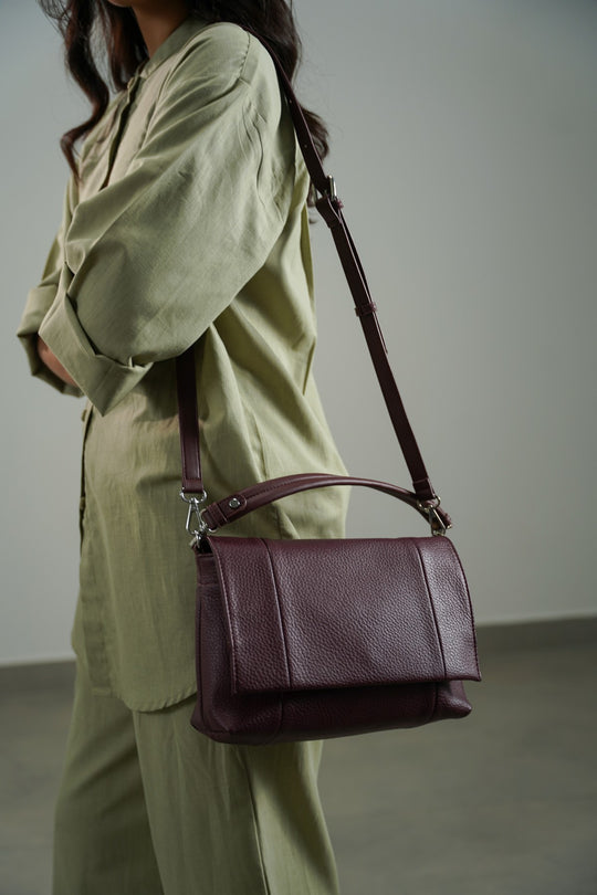 BURGUNDY MENORA CROSSBODY BAG