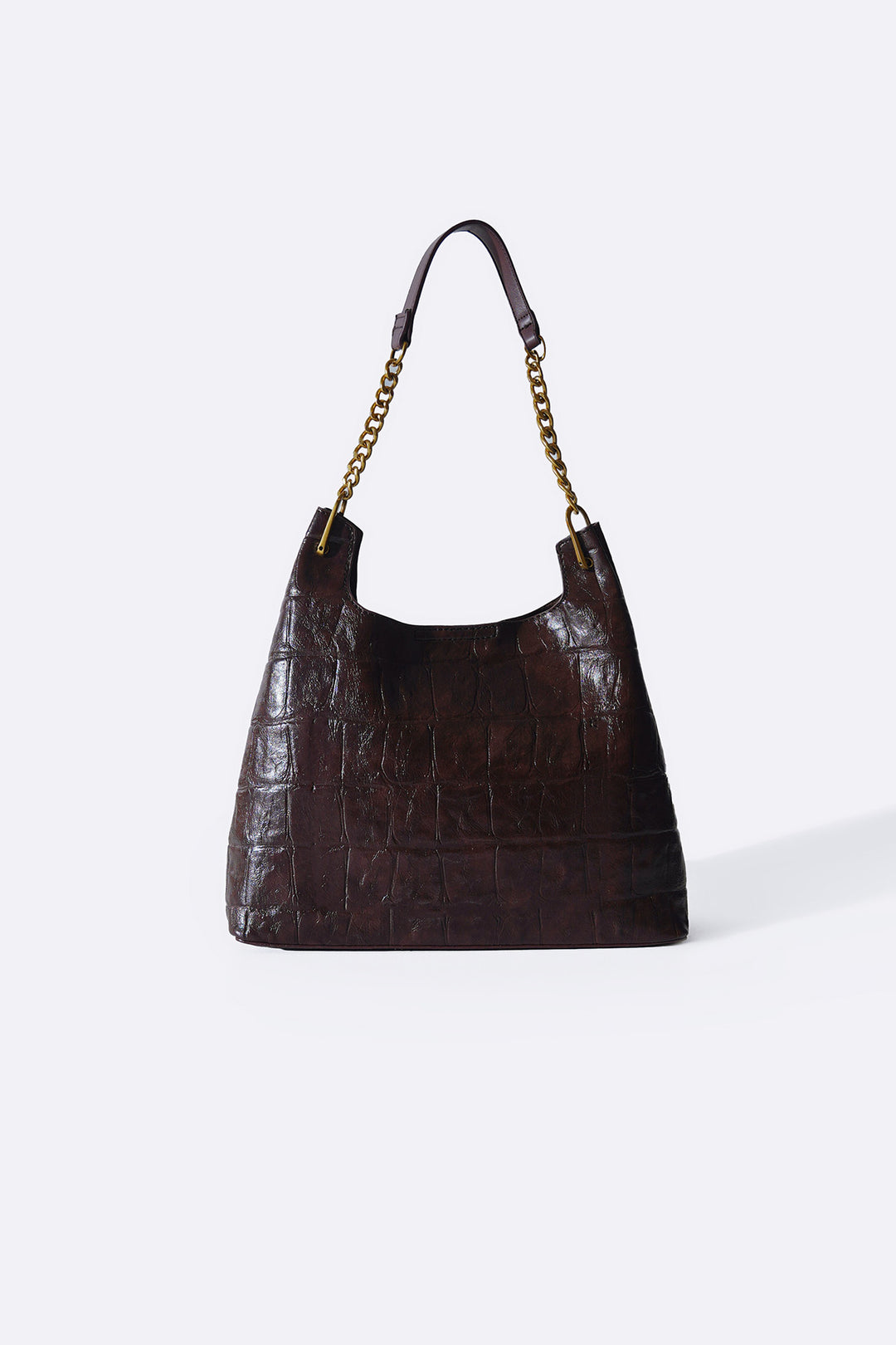 BURGUNDY CARMO EMBOSSED SHOULDER BAG